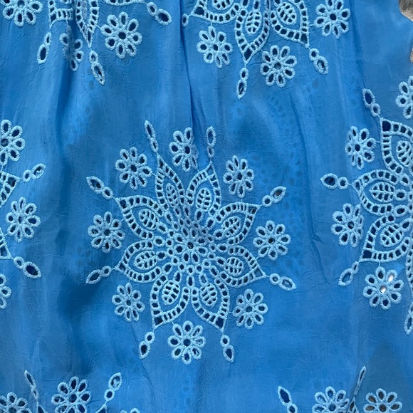 Johnny Was embroidered peasant top in Azure Blue - Picture 8 of 12